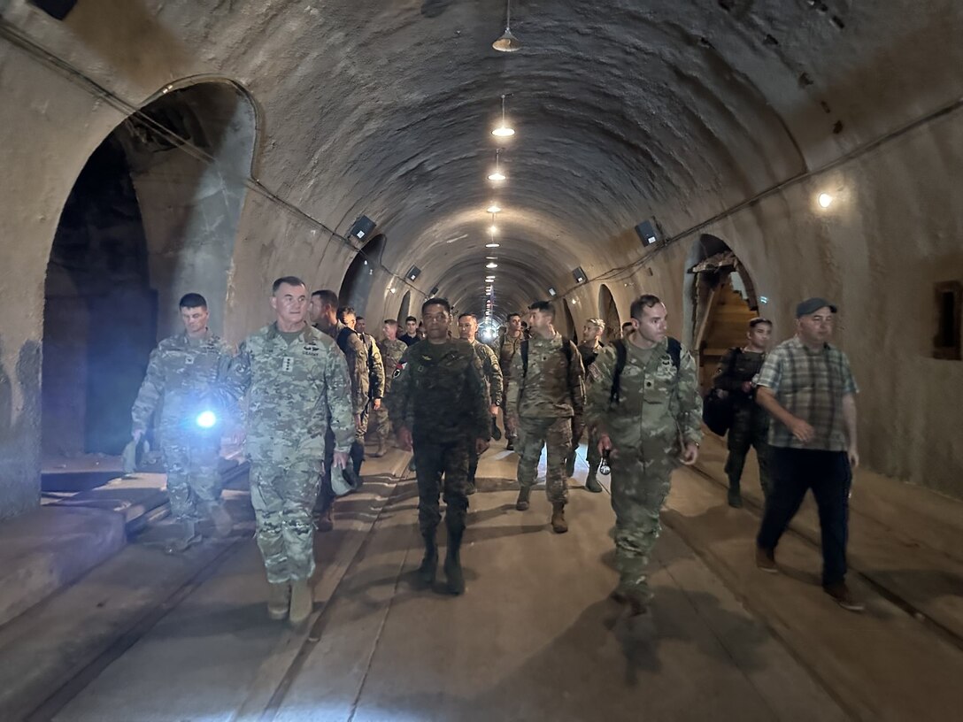 Gen. Charles Flynn, Commanding General of U.S. Army Pacific, and Philippine Army Chief of Staff Lt. Gen. Romeo S. Brawner, Jr. lead a U.S.-Philippine Army delegation to visit the ruins of Fort Mills on Corregidor Island during Exercise Balikatan 2023. (U.S. Army photos by CPT Benjamin Myers)