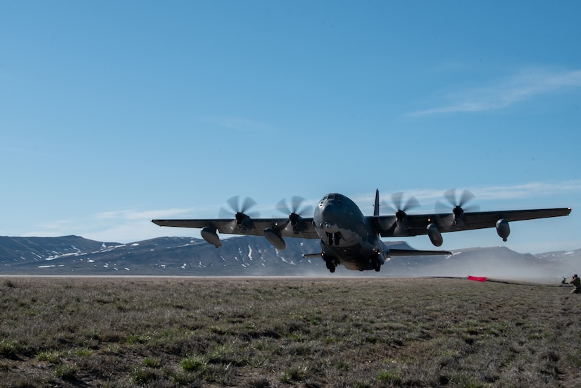 An MC-130J Commando II from the 1st Special Operations Wing takes off from Highway 287 in Wyoming during Exercise Agile Chariot on April 30, 2023, honing capabilities linked to Agile Combat Employment. Instead of relying on large, fixed bases and infrastructure, ACE employs smaller, more dispersed locations and teams to rapidly move aircraft, pilots and other personnel as needed. Under ACE, millions of miles of public roads can serve as functional runways with Forward Arming and Refueling Points when necessary. (U.S. Air National Guard photo by Master Sgt. Phil Speck)