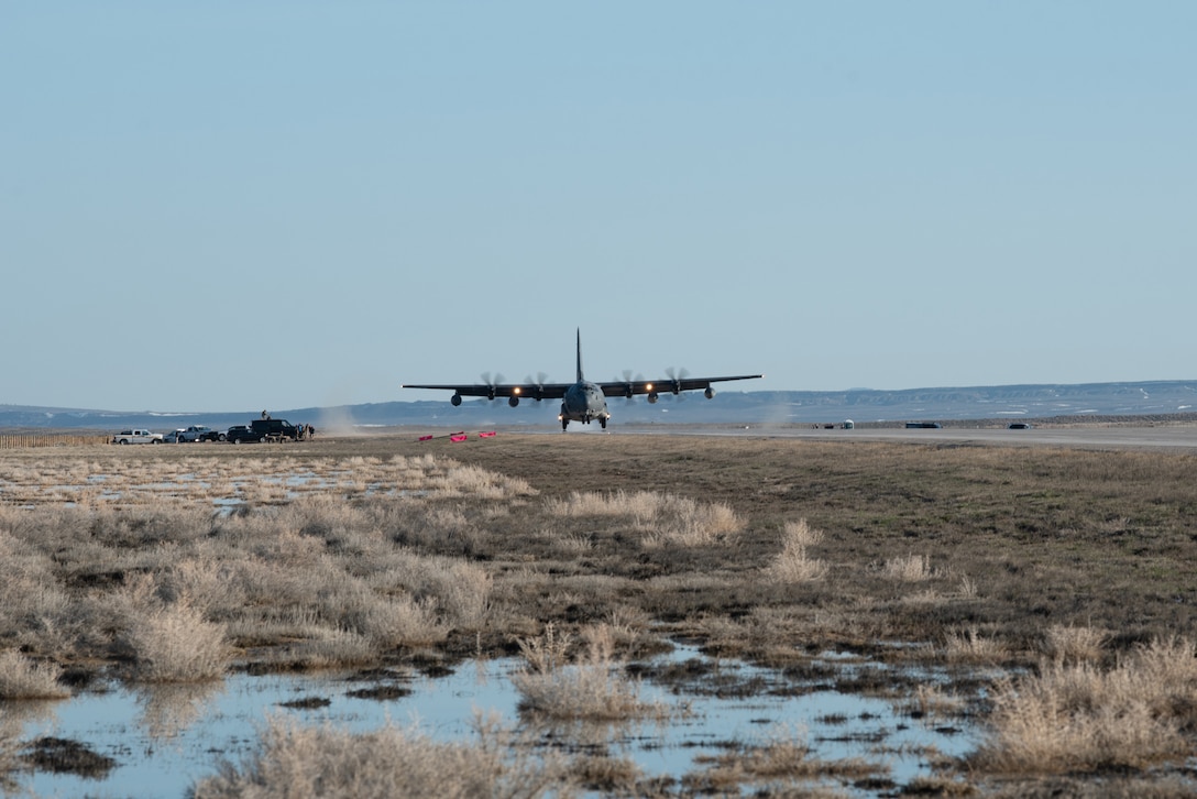 An MC-130J Commando II from the 1st Special Operations Wing lands on Highway 287 in Wyoming during Exercise Agile Chariot on April 30, 2023, honing capabilities linked to Agile Combat Employment. Instead of relying on large, fixed bases and infrastructure, ACE employs smaller, more dispersed locations and teams to rapidly move aircraft, pilots and other personnel as needed. Under ACE, millions of miles of public roads can serve as functional runways with Forward Arming and Refueling Points when necessary. (U.S. Air National Guard photo by Master Sgt. Phil Speck)