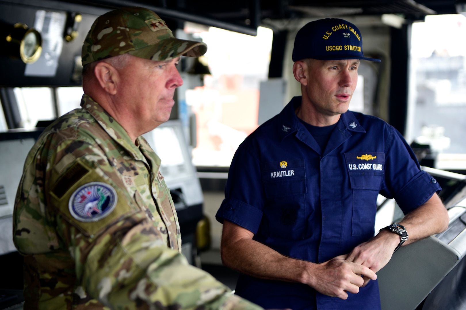 Lt. Gen. Ricky N. Rupp, commander, U.S. Forces Japan, visits Coast Guard Cutter Stratton (752), at U.S. Fleet Activities, Yokosuka, Japan, April 30, 2023. While on a Western Pacific patrol, the Stratton made a port call in Yokosuka to engage in professional exchanges and maritime collaborative engagements with partner nations during the deployment, which will strengthen relationships with ally and partner coast guards and navies throughout the Indo-Pacific. (U.S. Coast Guard photo by Petty Officer 2nd Class Michael Clark)