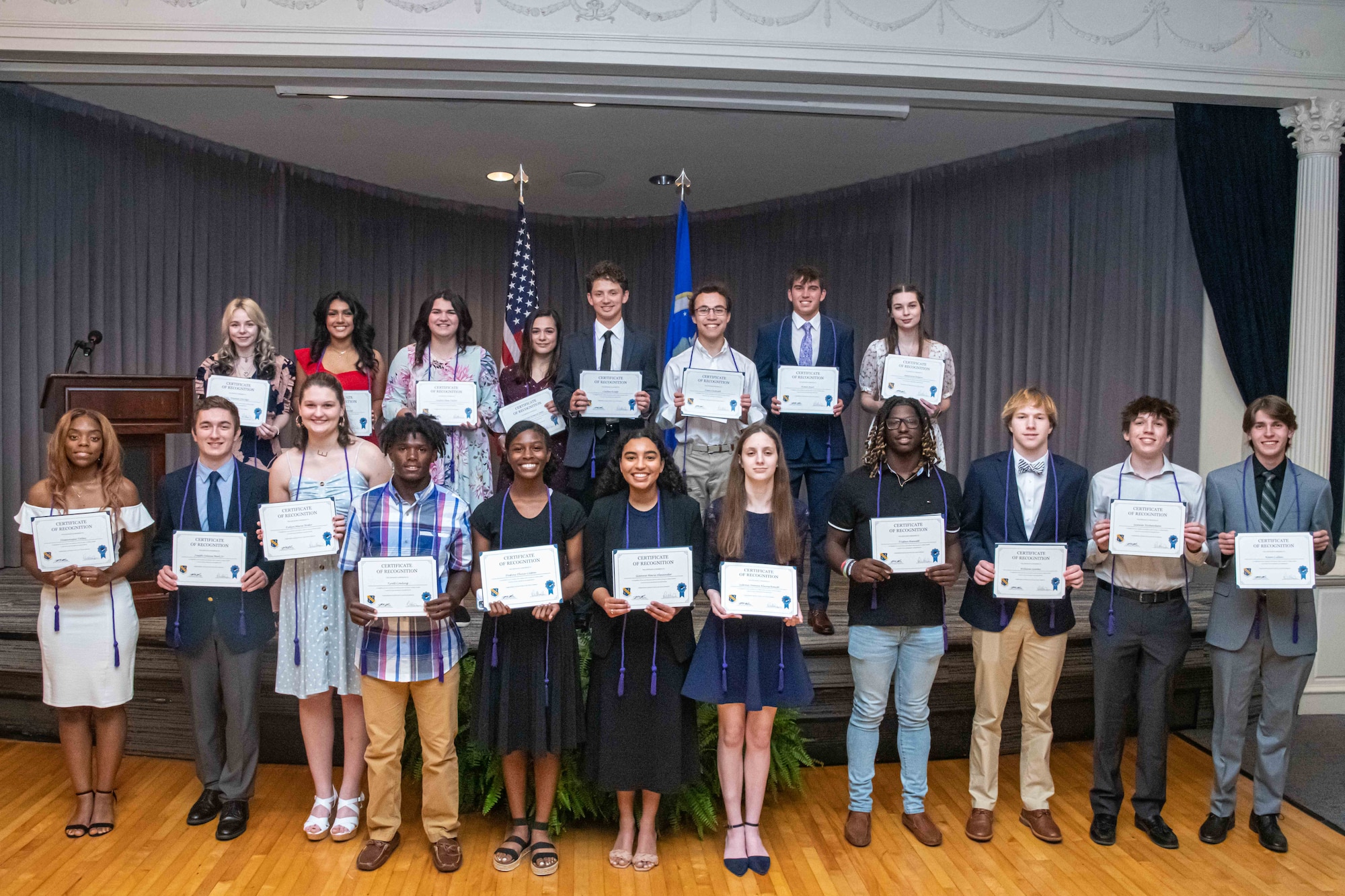 Maxwell Air Force Base hosted a recognition ceremony here to honor military-connected children graduating from high schools across the River Region May 2, 2023. Students participated from all over the River Region, including: Prattville High School, Wetumpka High School, Montgomery Catholic Preparatory School, Pike Road High School, Booker T. Washington Magnet School, Marbury High School, The State Academy (homeschool), and Lee High School. (U.S. Air Force photo by Sean Ross)