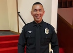 Washington Army National Guard Officer Candidate Lin Lin, in his Bellevue Police Department uniform after graduating from Basic Law Enforcement Academy in April 2023.