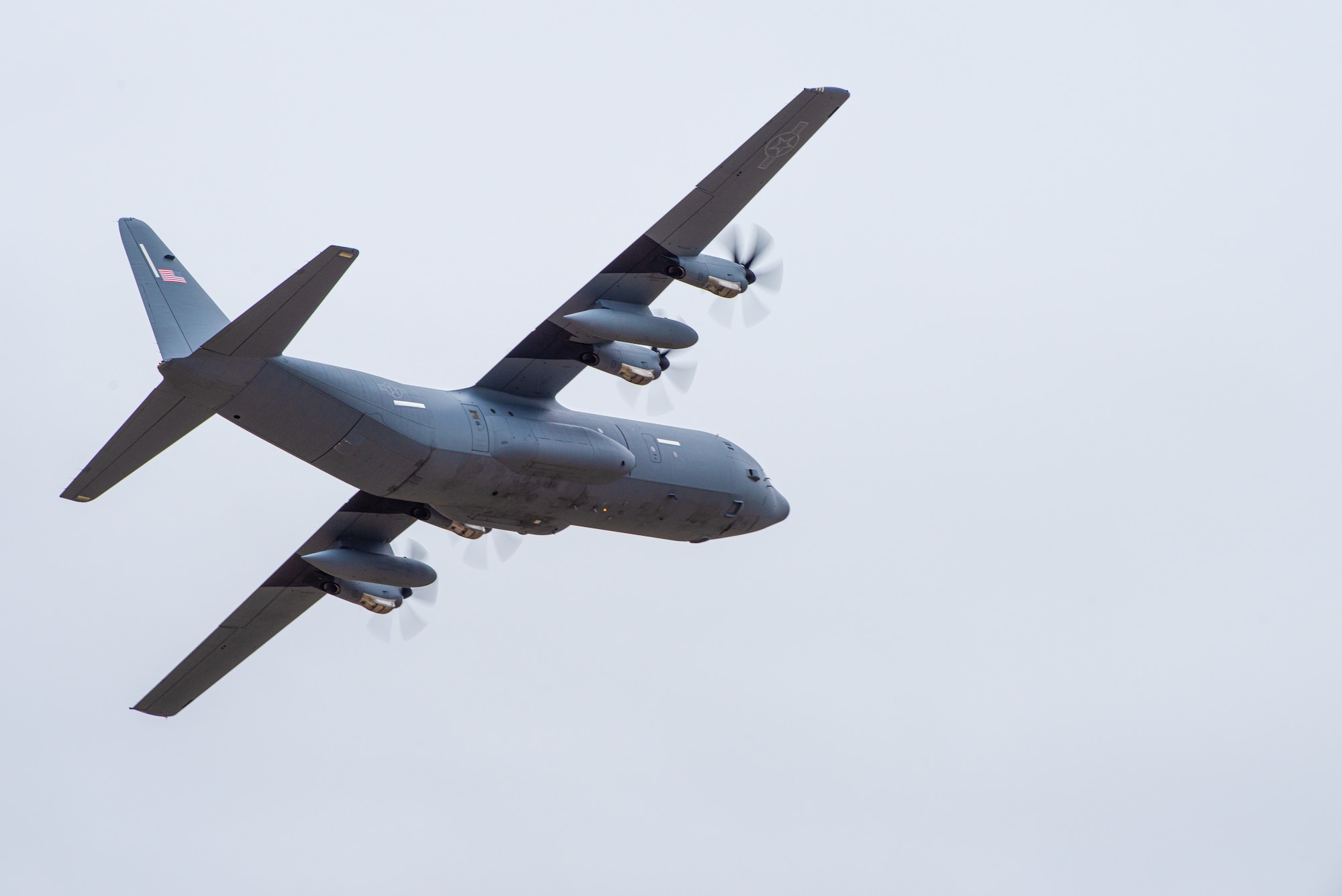 A C-130J Super Hercules conducts a pass towards the runway at Dyess Air Force Base, Texas, April 28, 2023.