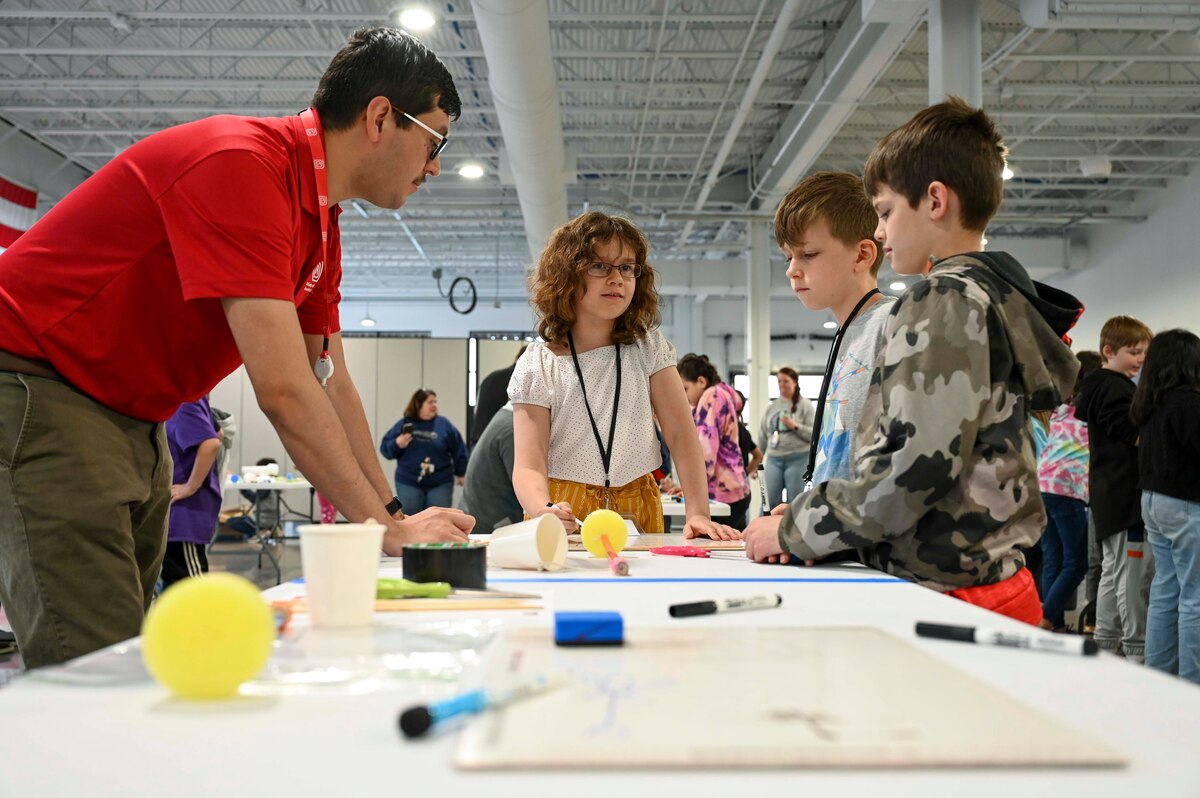 Students working on science projects. (U.S. Air Force photo by Staff Sgt. Mikaley Kline)