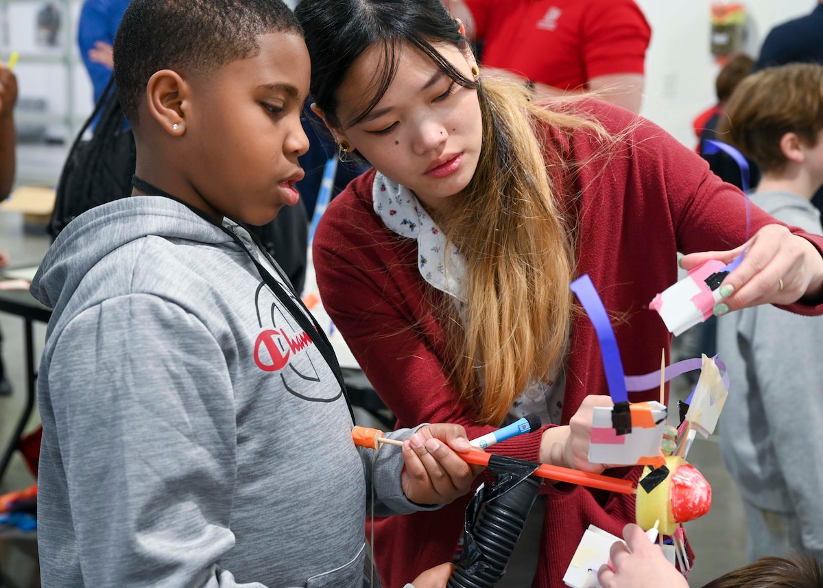 Students doing science projects. (U.S. Air Force photo by Staff Sgt. Mikaley Kline)