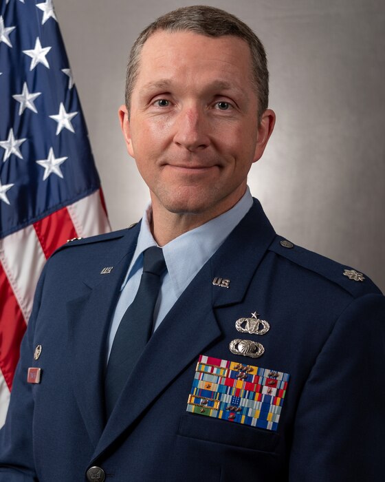 U.S. Air Force Lt. Col. Joseph Pingley, the commander of the 169th Air Support Operations Squadron, Illinois Air National Guard, poses for a portrait in Peoria, Ill., May 4, 2022.