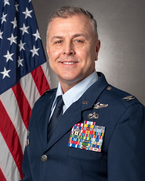 U.S. Air Force Col. Steven Rice, the commander of the 182nd Mission Support Group, Illinois Air National Guard, poses for a portrait in Peoria, Illinois, Jan. 20, 2023.