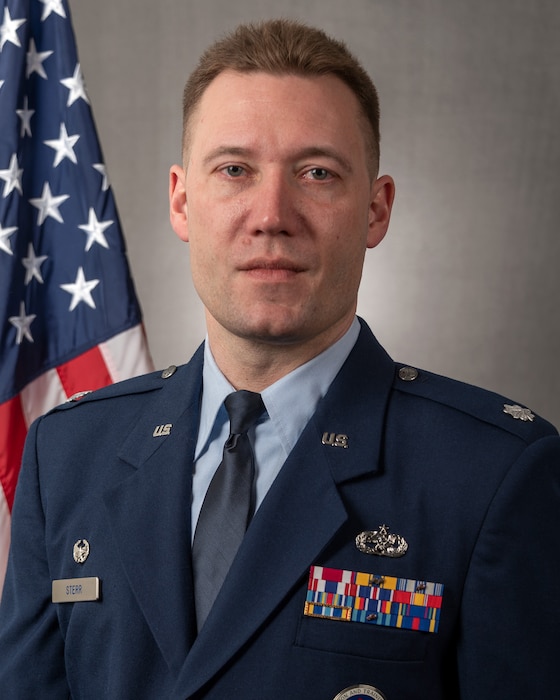 U.S. Air Force Lt. Col. Jason Sterr, the commander of the 182nd Maintenance Squadron, Illinois Air National Guard, poses for a portrait in Peoria, Illinois, March 7, 2022.