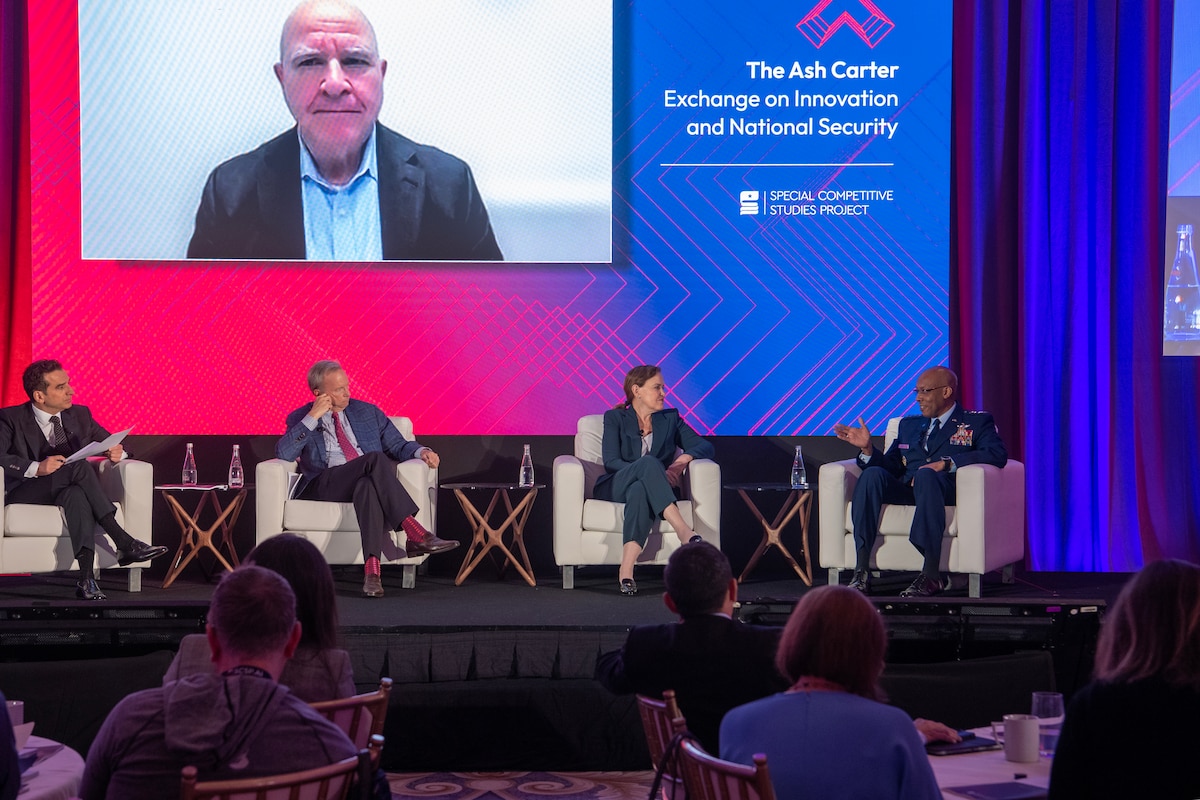 Air Force Chief of Staff Gen. CQ Brown, Jr., discusses artificial intelligence and the implementation of innovations during the Ash Carter Exchange on Innovation and National Security