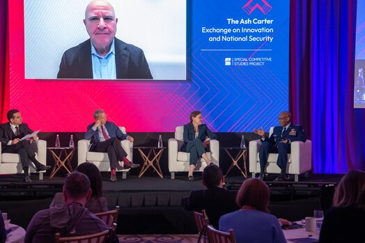  Air Force Chief of Staff Gen. CQ Brown, Jr., discusses artificial intelligence and the implementation of innovations during the Ash Carter Exchange on Innovation and National Security
