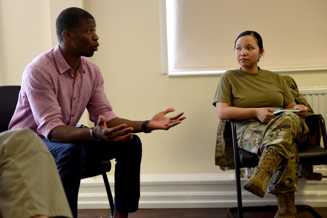 U.S. Air Force Master Sgt. Marvin Morris, 48th Medical Group patient advocate and Diversity and Inclusion committee member, facilitates open conversations