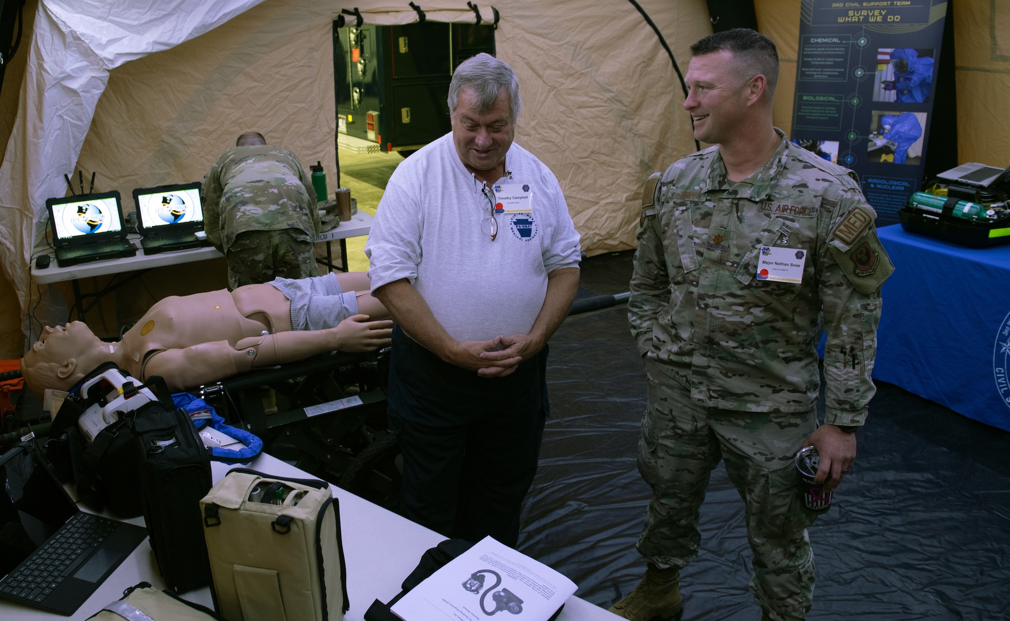 Airmen and Soldiers from the 3rd CBRN Task Force and 3rd Civil Support Team, Pennsylvania National Guard, delivered a capabilities briefing to other emergency responders at the Pennsylvania Asset Review Expo May 10, 2023, at Bethlehem, Pennsylvania.