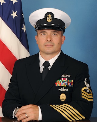 WASHINGTON (Jan. 24, 2023) – Official photo of Command Master Chief Jon "Gabe" Miller. CMDCM(SS) Miller is responsible for the supervision of all enlisted members of U.S. Navy Strategic Systems Programs (SSP) and its subordinate commands. He formulates and implements policies concerning morale, welfare, job satisfaction, discipline, functionality and training of Navy personnel. (U.S. Navy Photo/Released)