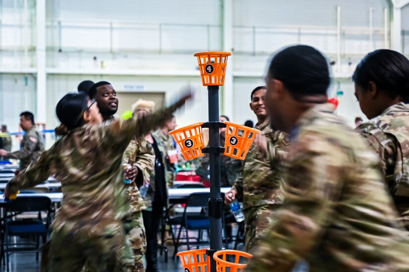 U.S. Air Force Airmen assigned to Joint Base McGuire-Dix-Lakehurst attend the Knucklebuster award banquet on 6 May, 2023 at Joint Base McGuire-Dix-Lakehurst, N.J. The Knucklebuster award banquet is an annual Air Force-wide event that recognizes the maintenance career field's best maintainers and leaders. Open to families, the banquet also functions as a social event where various forms of official military uniforms both past and present, are allowed to be worn.