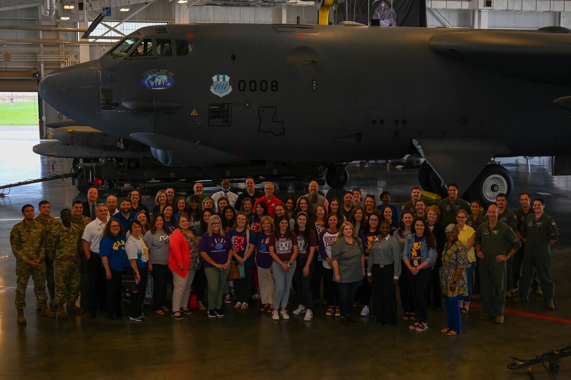 Local community members take part in a tour at Barksdale Air Force Base, La., May 10, 2023. The event allowed community members to learn more about the base and its personnel. (U.S. Air Force photo by Airman 1st Class Seth Watson)