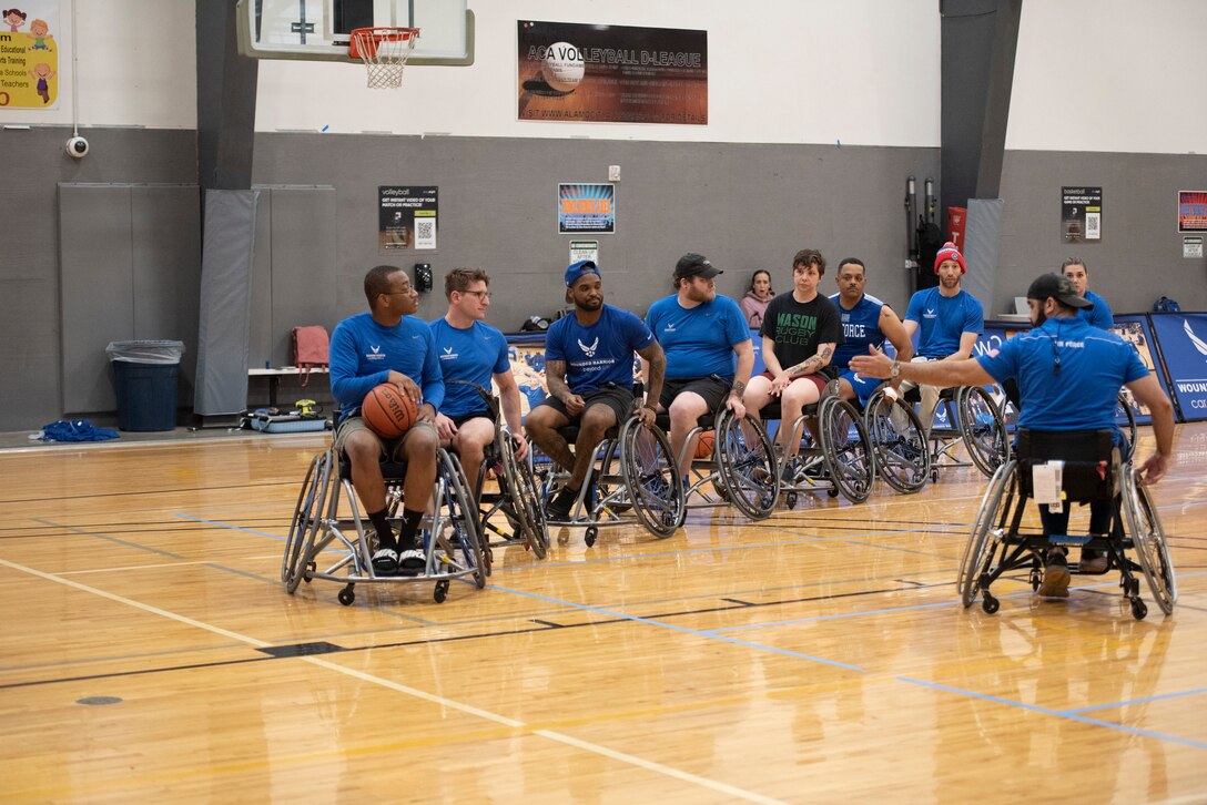RSMs participate in wheelchair basketball.