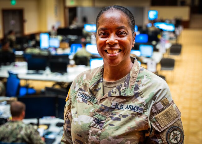 Col. Dominique Cummings, Training Director, poses for an environmental portrait at the Joint Task Force-Red Hill on May 8, 2023. JTF-RH is in phase three of its five-phase defueling plan. Personnel are focused on completing repairs, quality control tasks, training, response preparation, the National Environmental Policy Act Environmental Assessment, regulatory approvals and operational planning for all major milestones. This extensive preparatory work will help ensure the safe and expeditious defueling of the Red Hill Bulk Fuel Storage Facility.