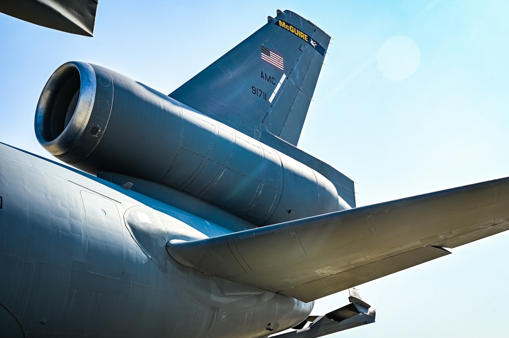 A KC-10 Extender assigned to the 305th Air Mobility Wing is prepped for its final sorite on 11 May, 2023 at Joint Base McGuire-Dix-Lakehurst, N.J. The 305th AMW extends America's global reach by generating, mobilizing and deploying KC-10 Extenders and C-17 Globemaster III’s to conduct strategic airlift and air refueling missions worldwide. In November 2021, the Wing began transitioning to the new KC-46A Pegasus air refueling aircraft.