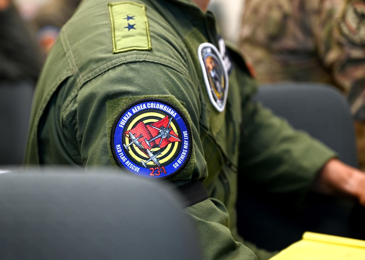 A coalition partner attends the Joint Warfighter Planning Course for the RED FLAG-Rescue 23-1 training exercise, Davis-Monthan Air Force Base, Ariz., May 4, 2023. Military members from Columbia, Italy, Germany, Ireland, and Taiwan will participate in the exercise’s objective to supply and apply airpower in support of personnel recovery across the full spectrum of warfare. (U.S. Air Force photo by Staff Sgt. Abbey Rieves)