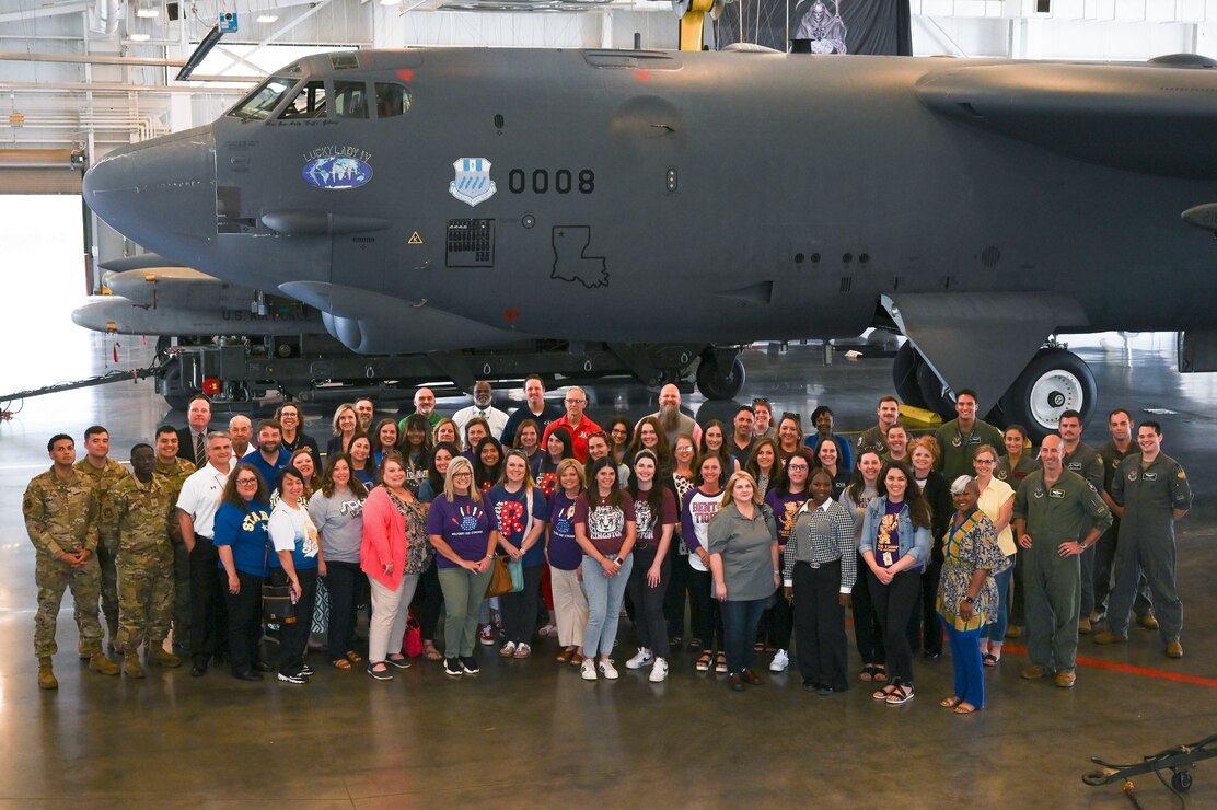 Local community members take part in a tour at Barksdale Air Force Base, La., May 10, 2023. The event allowed community members to learn more about the base and its personnel. (U.S. Air Force Photo by Airman 1st Class Seth Watson)
