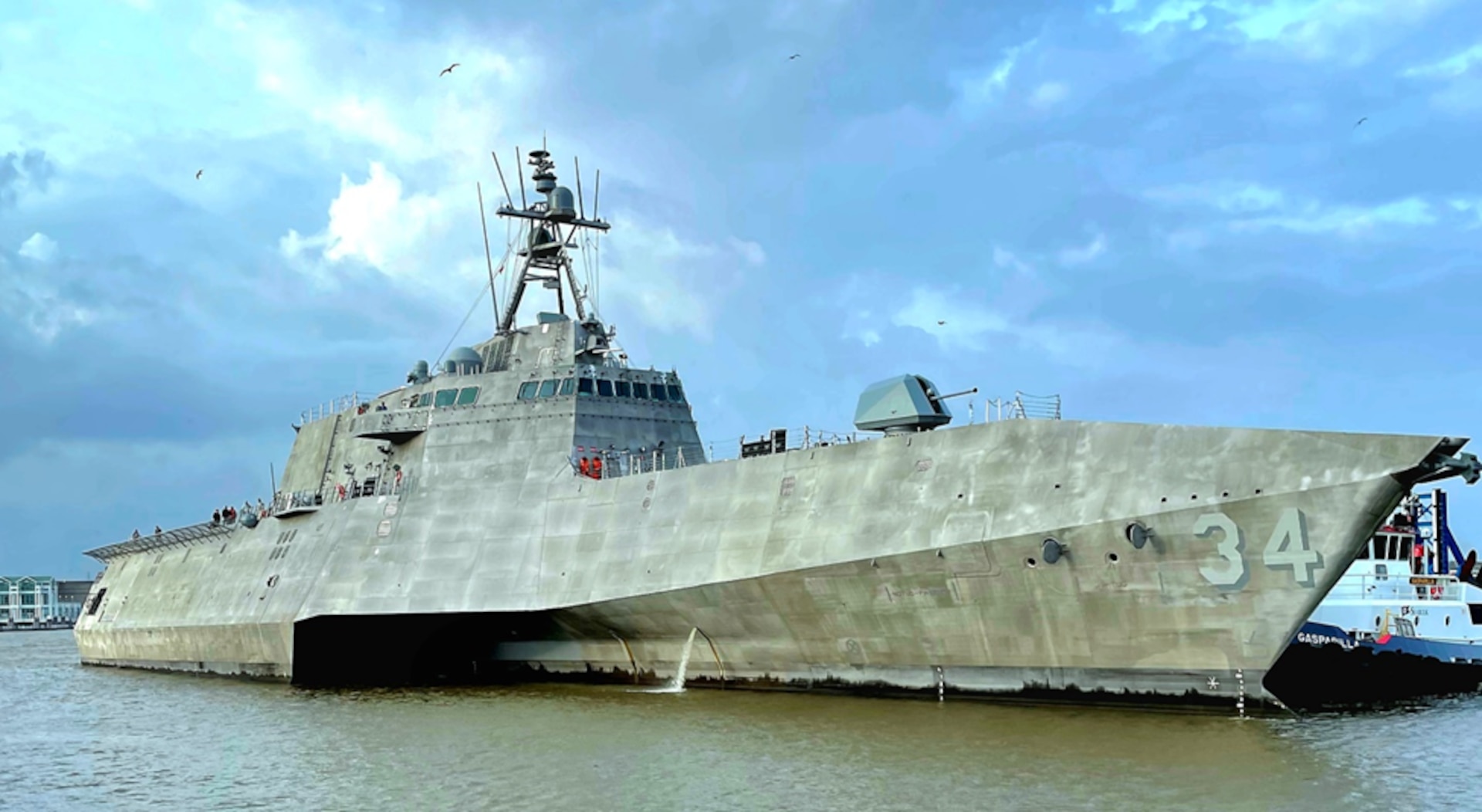 The future USS Augusta (LCS 34) departing for acceptance trials in Mobile, Ala. in early March.