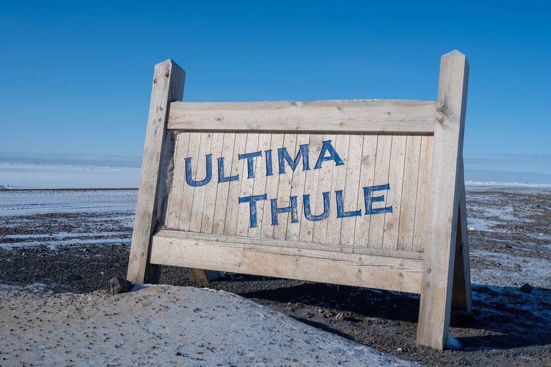 PITUFFIK SPACE BASE, Greenland - The Ultima Thule sign at Pituffik Space Base, Greenland, April 5, 2023. Pituffik, previously known as Thule Air Base, was renamed April 6, 2023. The renaming better reflects the base’s role in the U.S. Space Force, while paying homage to its ties to the Greenlandic people and culture. (U.S. Space Force photo by Senior Airman Kaitlin Castillo)