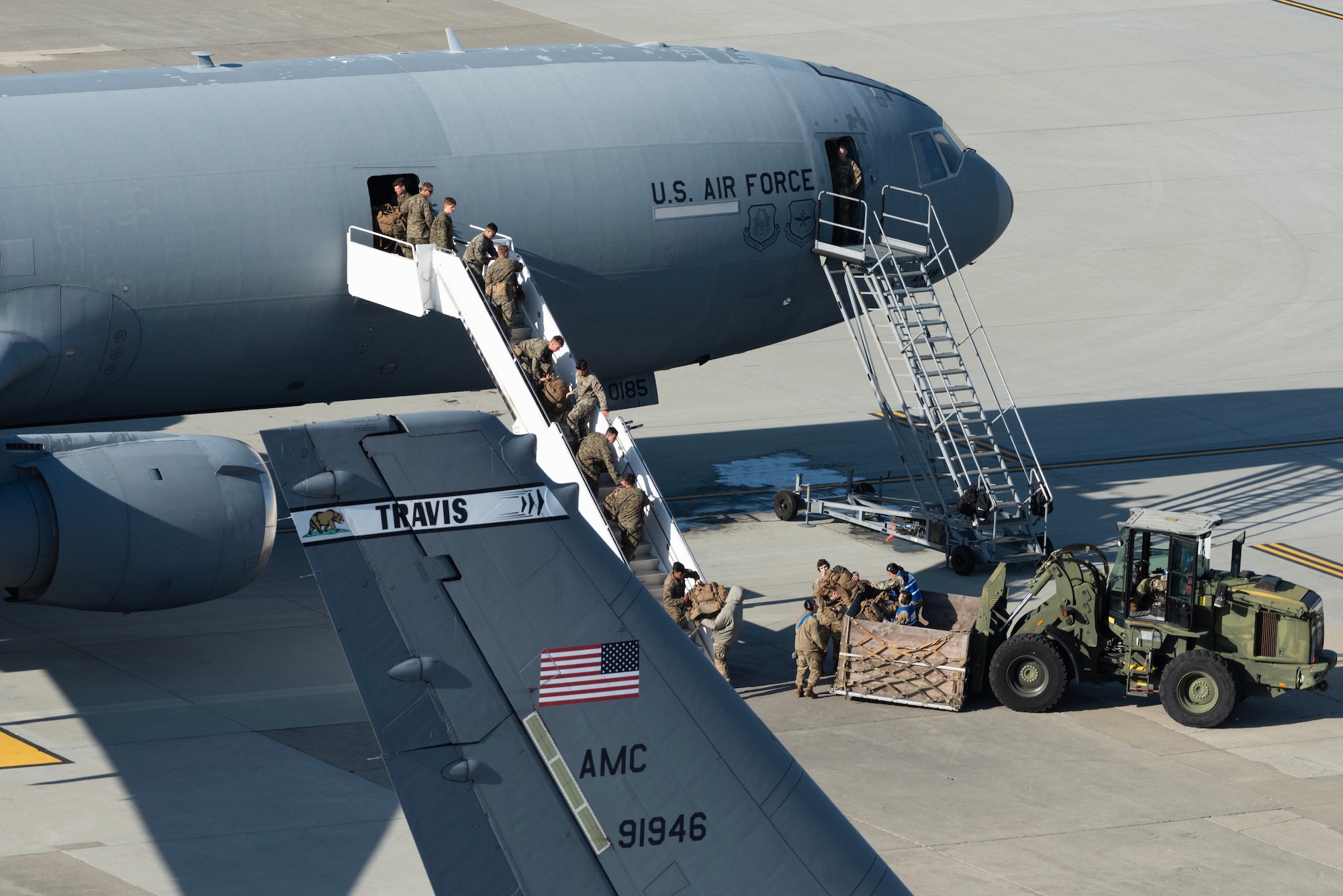 Marine board an aircraft