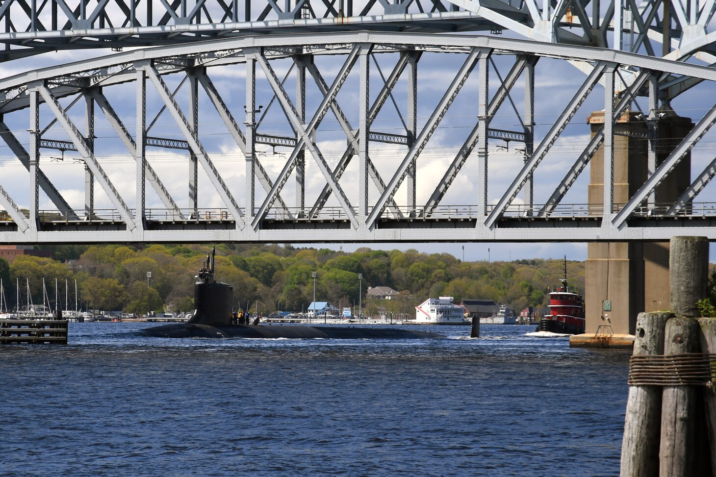 The first-in-class USS Virginia (SSN 774) gets underway as part of Exercise Agile Player 2023 (AP23) at Naval Submarine New London in Groton, Connecticut, May 3, 2023.