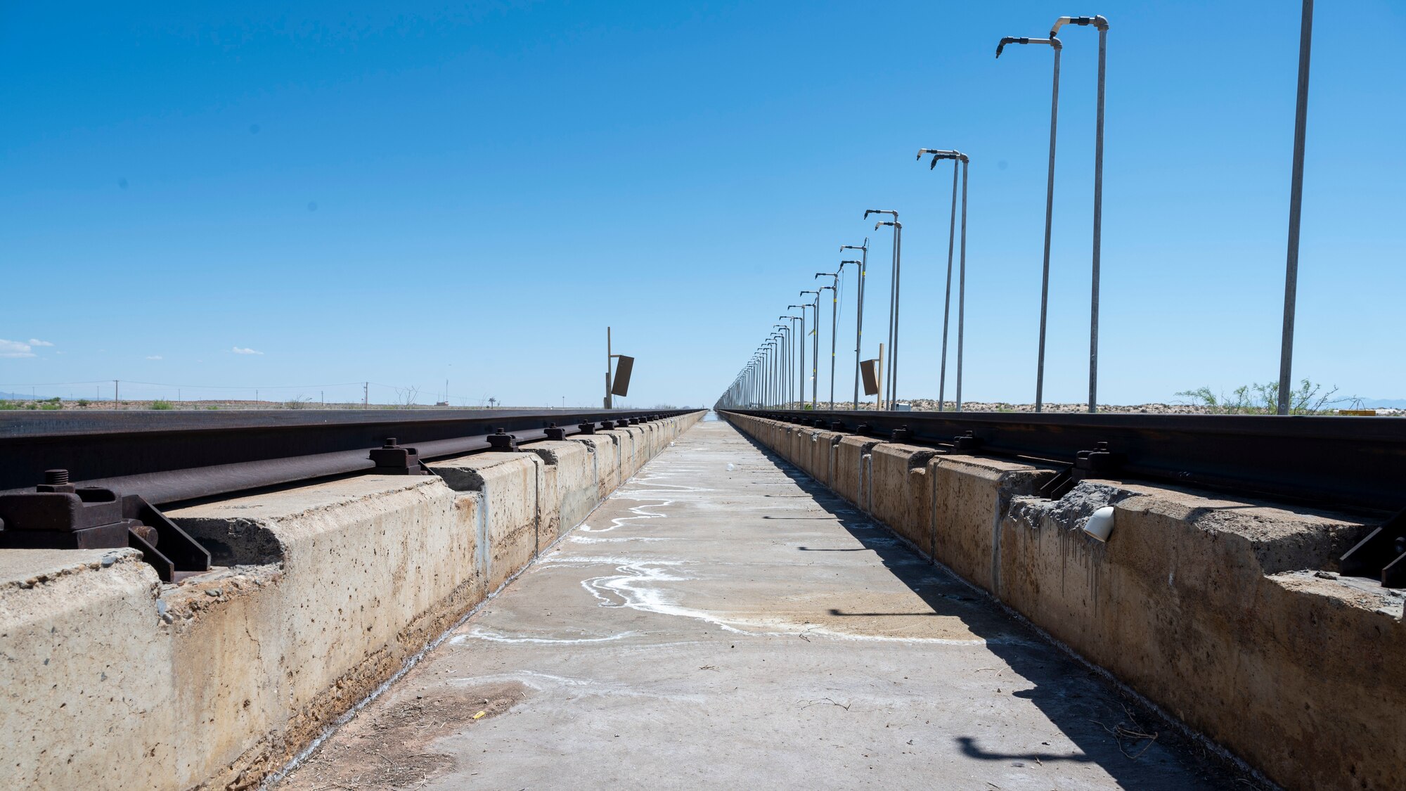 The 846th Test Squadron is responsible for all maintenance on the high speed test track at Holloman Air Force Base, New Mexico, May 9, 2023.