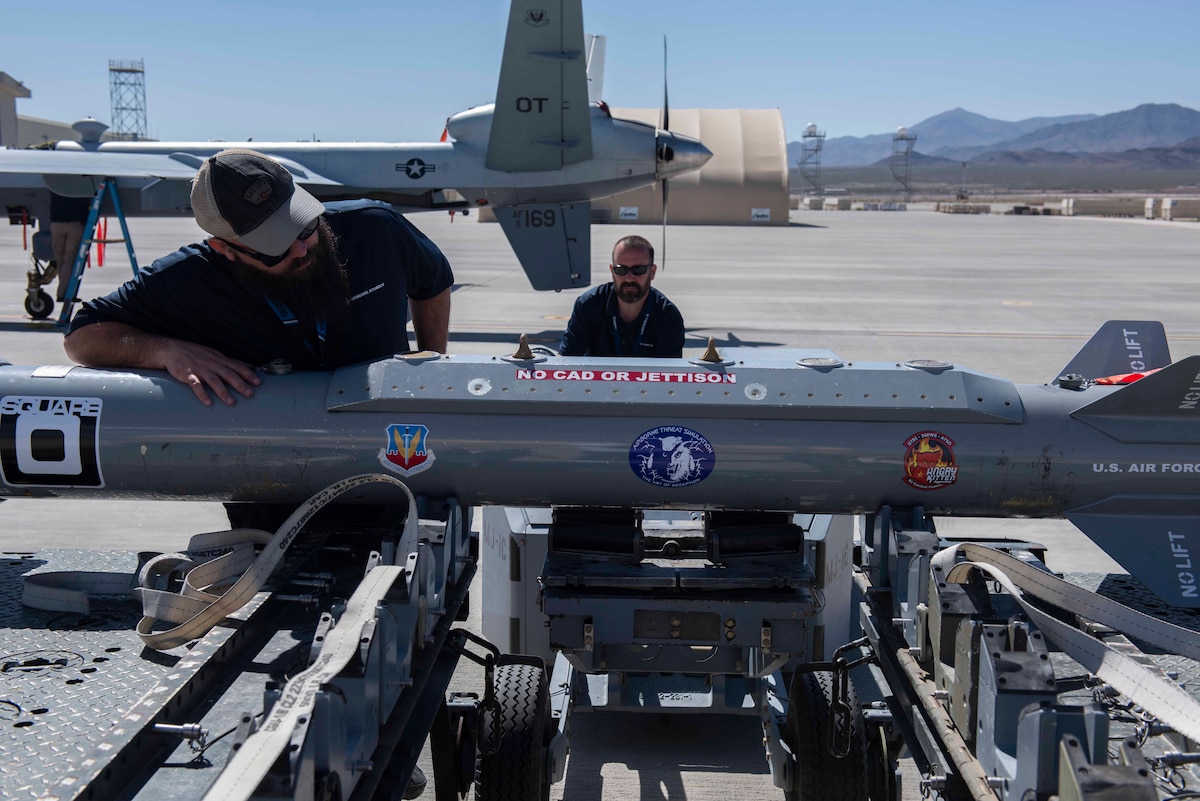 The 556th Test and Evaluation Squadron completed the first round of MQ-9A Reaper ground and flight testing with the Angry Kitten ALQ-167 Electronic Countermeasures (ECM) Pod at Creech Air Force Base, Nevada Apr. 10-28, 2023. (U.S. Air Force photo by Mr. Robert Brooks)