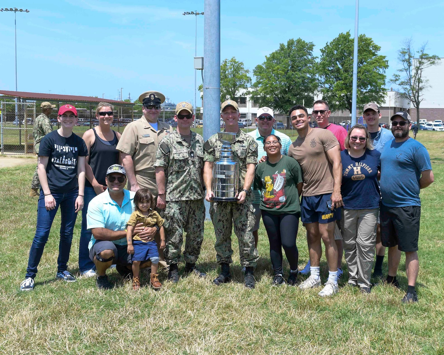 USS Forrest Sherman (DDG 98) Sailors celebrate after winning the medium-category for Naval Surface Force Atlantic (SURFLANT) Surface Line Week 2023, May 12, 2023. An annual competition hosted for all subordinate SURFLANT commands, Surface Line Week sees Sailors participate in camaraderie-building events and contests. (U.S. Navy photo by Mass Communication Specialist 2nd Class Mailani Jones)