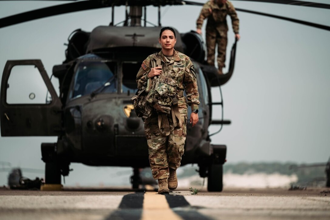 A soldier walks