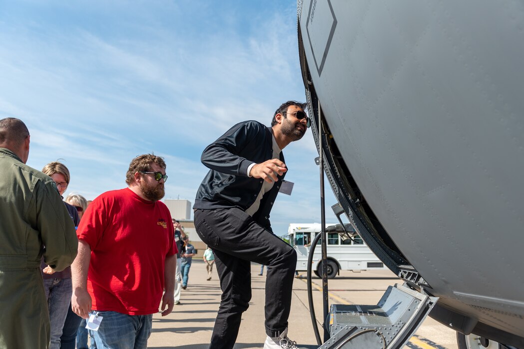 Civilian employers board a C-130H Hercules during a “Breakfast with the Boss” Boss Lift at the 182nd Airlift Wing in Peoria, Illinois, May 11, 2023.