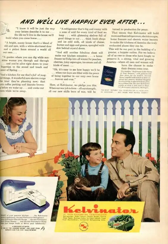 Kelvinator appliance advertisement published in Time magazine on 16 April 1945. Image courtesy WCSU Archives Digital Collections.