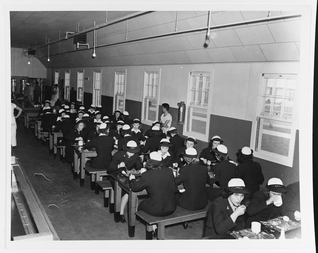WAVES in the mess hall at NAS Banana River, Florida, ca. February 1944. Image courtesy Naval History and Heritage Command (80-G-414129)