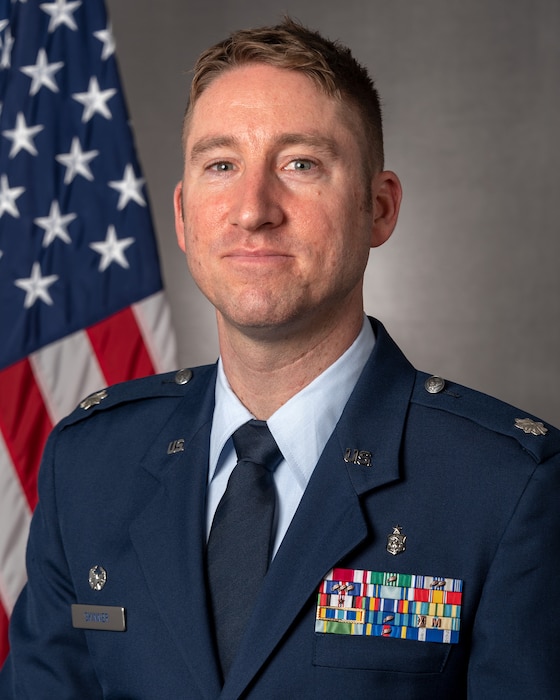 U.S. Air Force Lt. Col. Evan Skinner, the commander of Detachment 1, 182nd Medical Group, Illinois Air National Guard, poses for a portrait in Peoria, Illinois, Nov. 5, 2022.