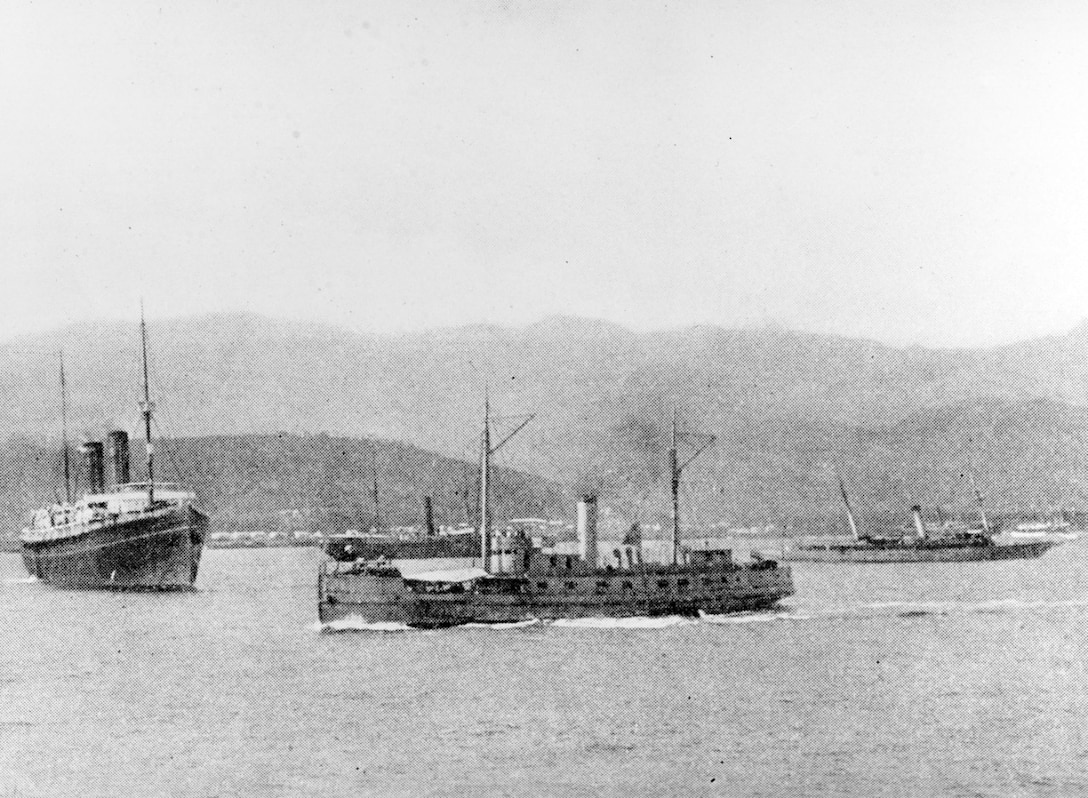 The Light House Tender Suwanee was used as an auxiliary cruiser during the Spanish-American War. Here it is off of Siboney, Cuba in 1898. Naval History and Heritage Command Photo