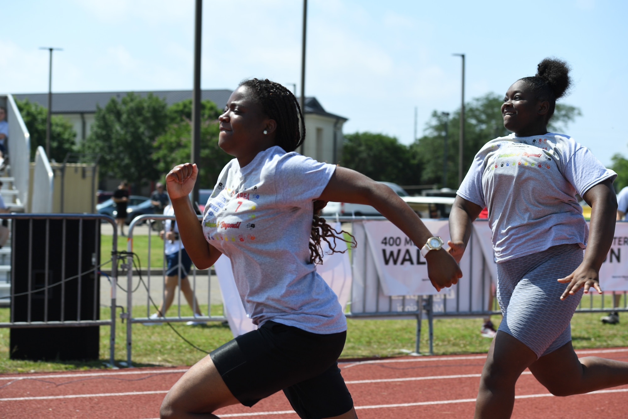 Special Olympics Mississippi athletes compete in a track event during the SOMS Summer Games at Keesler Air Force Base, Mississippi, May 13, 2023.