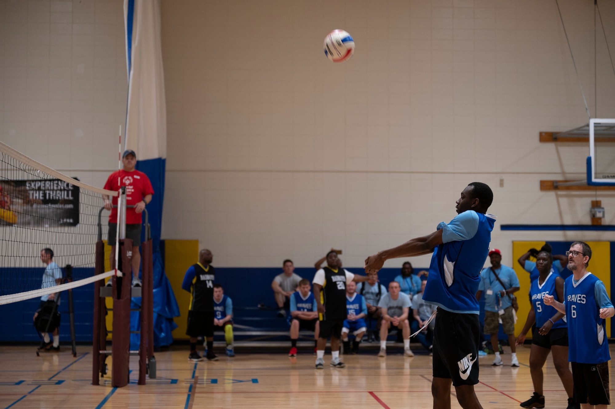 Special Olympics Mississippi athletes compete in a volleyball event during the SOMS Summer Games at Keesler Air Force Base, Mississippi, May 13, 2023.