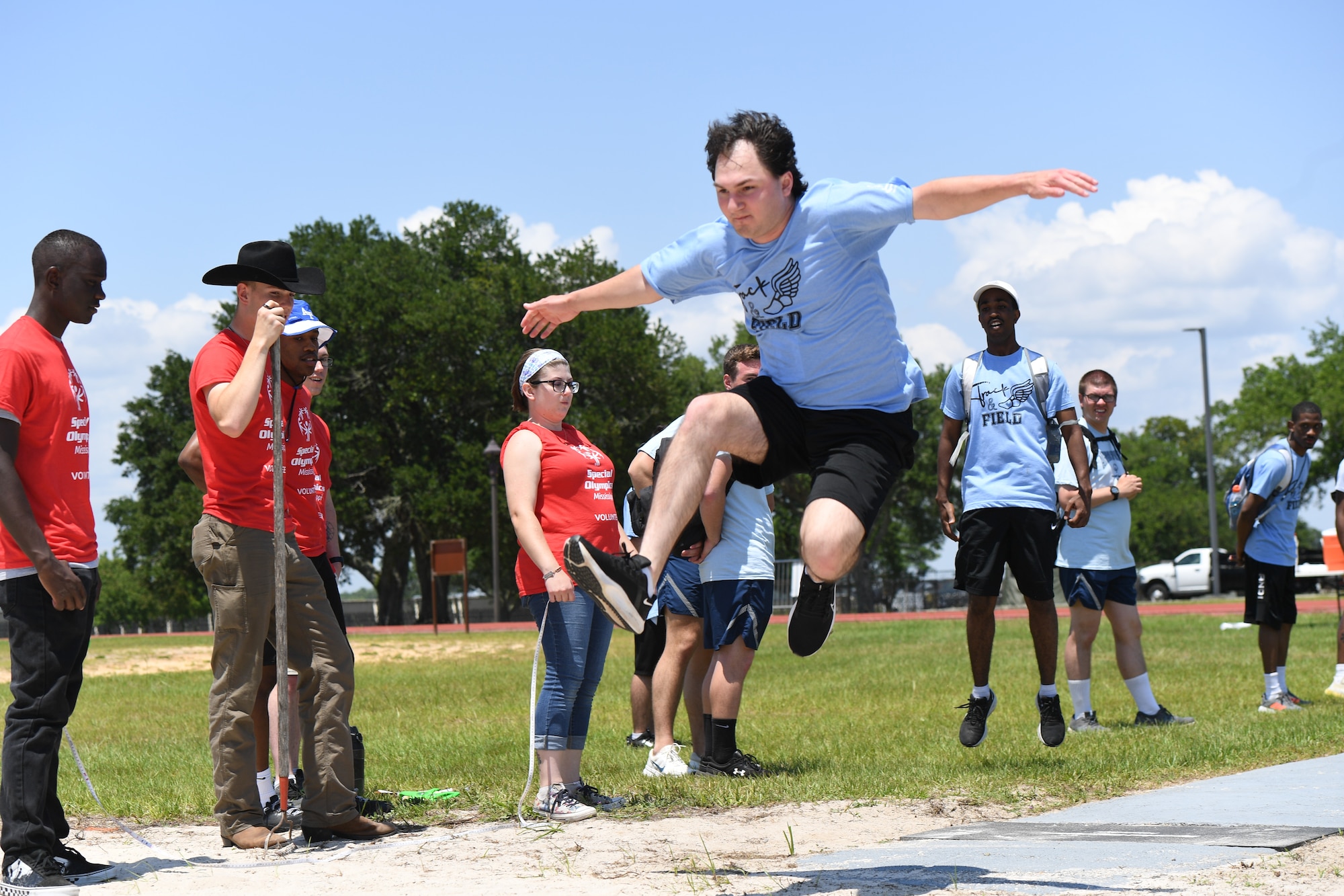 Special Olympics Mississippi athletes compete in a track event during the SOMS Summer Games at Keesler Air Force Base, Mississippi, May 13, 2023.