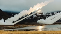U.S. High Mobility Artillery Rocket Systems (HIMARS) and Norwegian National Advanced Surface-to-Air Missile System (NASAMS) units, worked together to counter a simulated threat at sea. They were employed as a cueing asset for targeting, providing tracks and locations of vessels to adjacent reconnaissance forces and Task Force 61/2 of potential offshore targets.