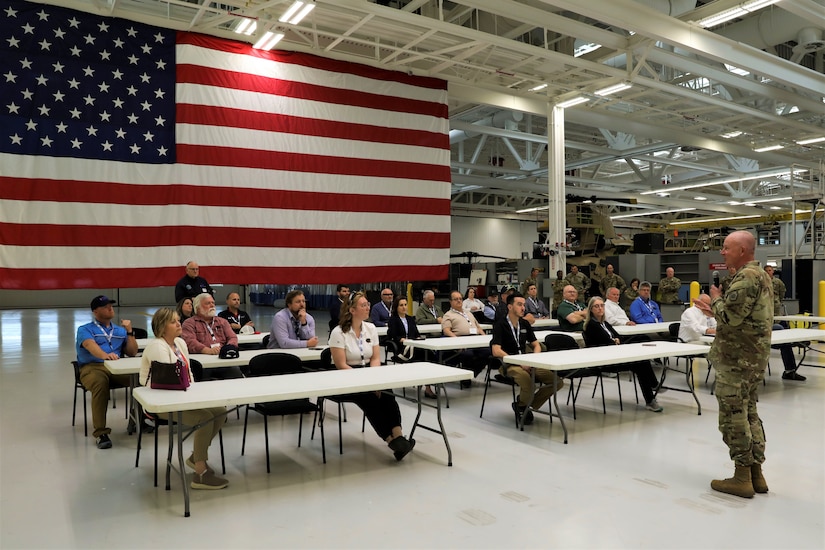 Pennsylvania’s chapter of the Employer Support of the Guard and Reserve (ESGR) held a Bosslift event for approximately 20 civilian employers of Pennsylvania National Guard members May 9-10 at Fort Indiantown Gap. The Bosslift includes a tour of several Fort Indiantown Gap facilities with the opportunity for the employers to try flight and weapons simulators, serves as a thank you to the employers for supporting their employees. Seeing the men and women they employ in action helps them understand what it means to be a Soldier or Airman. (U.S. Army National Guard photo by Sgt. 1st Class Zane Craig)