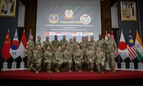 U.S. Soldiers and Airmen with the Washington Army and National Guard attend a humanitarian assistance disaster relief  tabletop exercise as part of Exercise Cobra Gold Feb. 26, 2023, in Rayong province, Thailand. Cobra Gold, now in its 42nd year, is a Thai-U.S. sponsored training event that builds on the longstanding friendship between the two allied nations and brings together a robust multinational force to promote regional peace and security in support of a free and open Indo-Pacific.