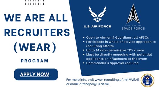  Air and Space Force logos on blue and white background