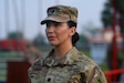 Lt. Col. Beatriz Florez stands ready to relinquish command of the 319th Combat Sustainment Support Battalion in a ceremony held on May 7th in Harlingen, Texas.