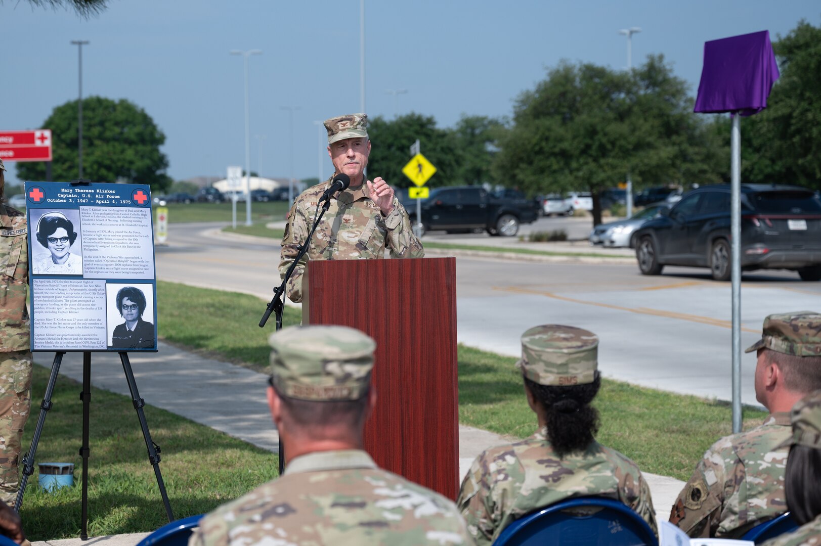 A street on Joint Base San Antonio-Lackland was renamed to Klinker Street on May 5, 2023, during a street renaming ceremony, JBSA-Lackland, Texas.