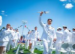 Secretary of Homeland Security Alejandro Mayorkas delivered the keynote address at the Coast Guard Academy during the 142nd Commencement Exercises May 17, 2023. The Coast Guard Academy commissioned 235 new officers. (U.S. Coast Guard photo by Petty Officer 3rd Class Matthew Thieme)