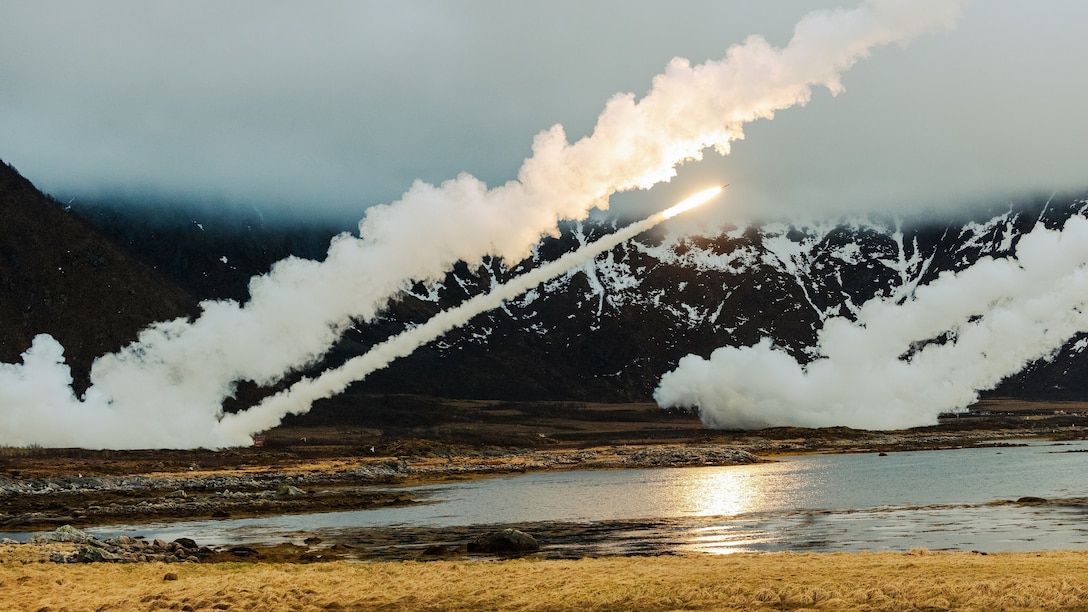 U.S. High Mobility Artillery Rocket Systems (HIMARS) and Norwegian National Advanced Surface-to-Air Missile System (NASAMS) units, worked together to counter a simulated threat at sea. They were employed as a cueing asset for targeting, providing tracks and locations of vessels to adjacent reconnaissance forces and Task Force 61/2 of potential offshore targets.