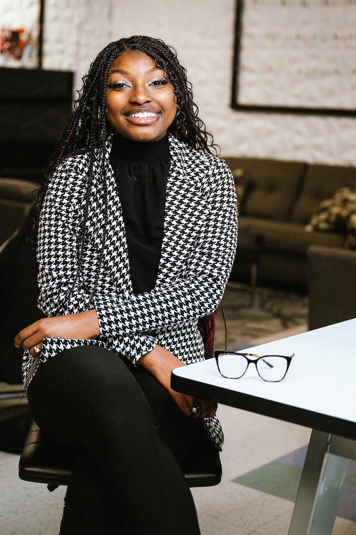 Jasony Johnson, daughter of U.S. Army Maj. Nakisha Johnson and Chief Warrant Officer 4 Anthony Johnson, shares her story, Apr. 11, 2023, about returning as Joint Base San Antonio-Randolph’s Youth of the Year nominee at Austin, Texas, in March.