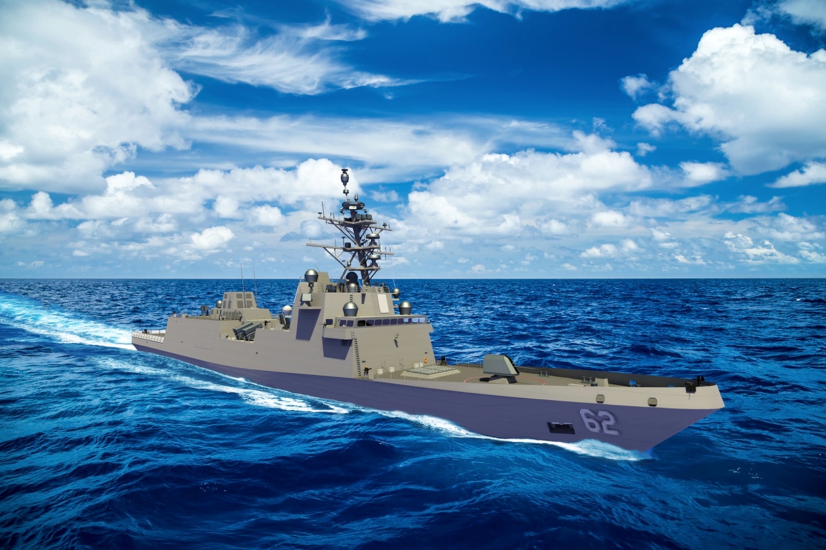 An artist rendering of USS Constellation (FFG-62), provided by the Constellation Class Frigate program office